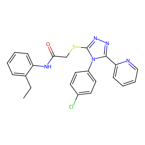 2-[[4-(4-chlorophenyl)-5-pyridin-2-yl-1,2,4-triazol-3-yl]sulfanyl]-N-(2-ethylphenyl)acetamide structure