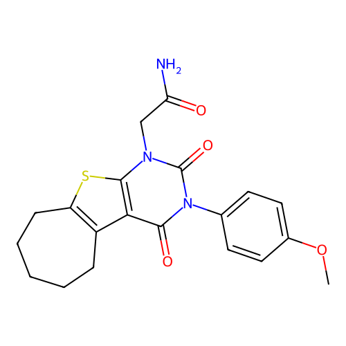 2-(3-(4-methoxyphenyl)-2,4-dioxo-2,3,4,5,6,7,8,9-octahydro-1H-cyclohepta[4,5]thieno[2,3-d]pyrimidin-1-yl)acetamide structure