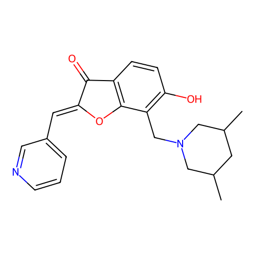 (Z)-7-((3,5-dimethylpiperidin-1-yl)methyl)-6-hydroxy-2-(pyridin-3-ylmethylene)benzofuran-3(2H)-one structure