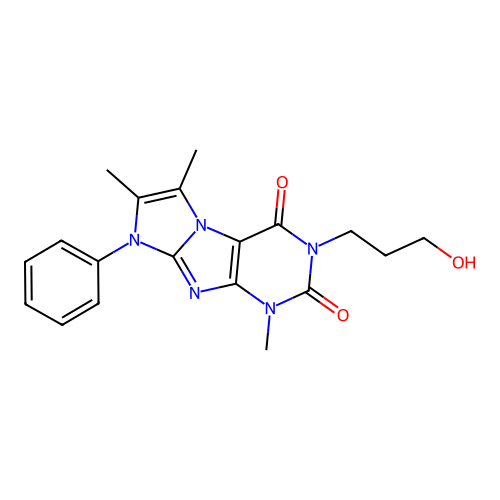 2-(3-Hydroxypropyl)-4,7,8-trimethyl-6-phenylpurino[7,8-a]imidazole-1,3-dione structure