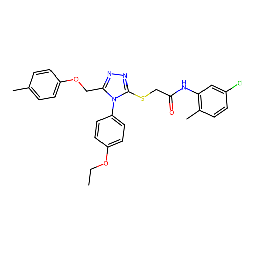 N-(5-chloro-2-methylphenyl)-2-((4-(4-ethoxyphenyl)-5-((p-tolyloxy)methyl)-4H-1,2,4-triazol-3-yl)thio)acetamide structure