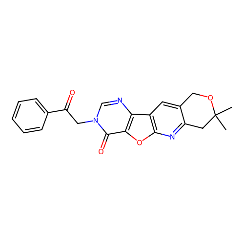 8,8-dimethyl-3-(2-oxo-2-phenylethyl)-7,10-dihydro-8H-pyrano[3'',4'':5',6']pyrido[3',2':4,5]furo[3,2-d]pyrimidin-4(3H)-one structure