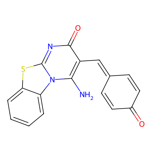 (E)-3-(4-hydroxybenzylidene)-4-imino-3,4-dihydro-2H-benzo[4,5]thiazolo[3,2-a]pyrimidin-2-one structure