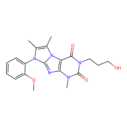 3-(3-hydroxypropyl)-8-(2-methoxyphenyl)-1,6,7-trimethyl-1H-imidazo[2,1-f]purine-2,4(3H,8H)-dione structure