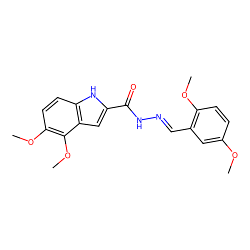 (E)-N'-(2,5-dimethoxybenzylidene)-4,5-dimethoxy-1H-indole-2-carbohydrazide structure
