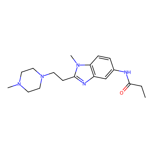N-[1-methyl-2-[2-(4-methylpiperazin-1-yl)ethyl]benzimidazol-5-yl]propanamide structure