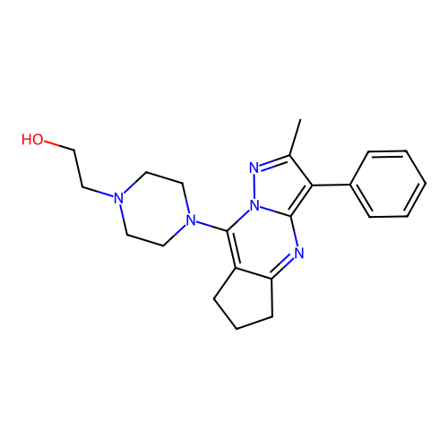 2-(4-(2-methyl-3-phenyl-6,7-dihydro-5H-cyclopenta[d]pyrazolo[1,5-a]pyrimidin-8-yl)piperazin-1-yl)ethanol structure