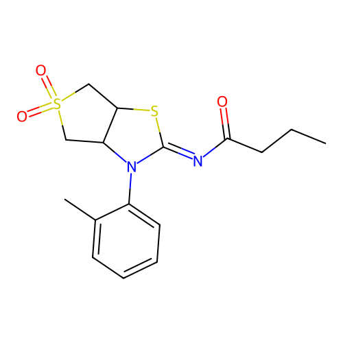 N-[(2Z)-3-(2-methylphenyl)-5,5-dioxidotetrahydrothieno[3,4-d][1,3]thiazol-2(3H)-ylidene]butanamide structure