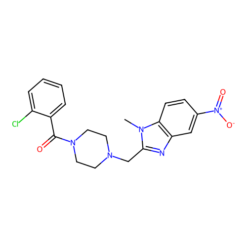 (2-chlorophenyl)-[4-[(1-methyl-5-nitrobenzimidazol-2-yl)methyl]piperazin-1-yl]methanone structure