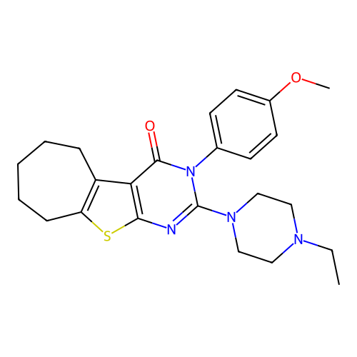 2-(4-Ethyl-piperazin-1-yl)-3-(4-methoxy-phenyl)-3,5,6,7,8,9-hexahydro-10-thia-1,3-diaza-benzo[a]azulen -4-one structure