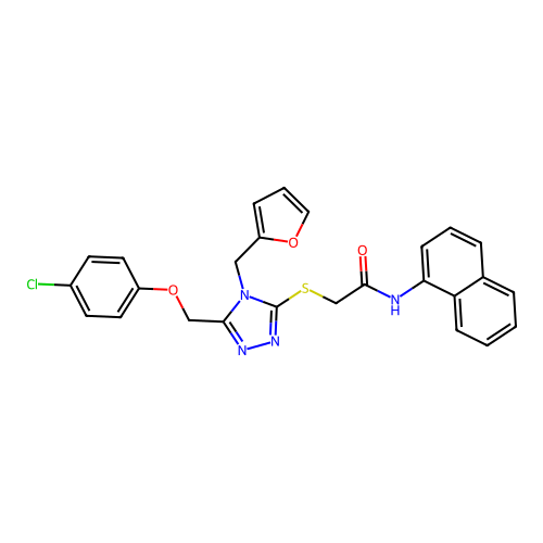 2-((5-((4-chlorophenoxy)methyl)-4-(furan-2-ylmethyl)-4H-1,2,4-triazol-3-yl)thio)-N-(naphthalen-1-yl)acetamide structure