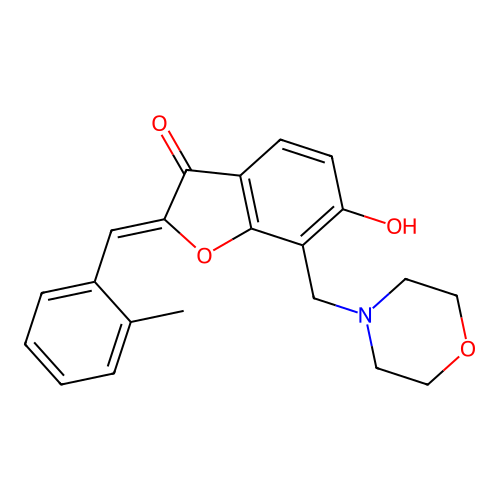 (Z)-6-hydroxy-2-(2-methylbenzylidene)-7-(morpholinomethyl)benzofuran-3(2H)-one structure
