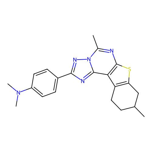 4-(5,9-dimethyl-8,9,10,11-tetrahydro[1]benzothieno[3,2-e][1,2,4]triazolo[1,5-c]pyrimidin-2-yl)-N,N-dimethylaniline structure