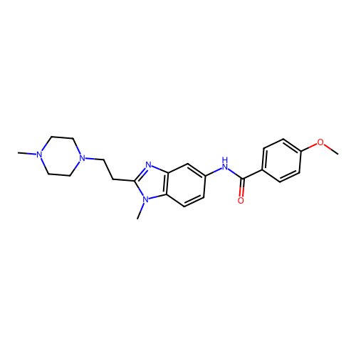 4-methoxy-N-[1-methyl-2-[2-(4-methylpiperazin-1-yl)ethyl]benzimidazol-5-yl]benzamide structure