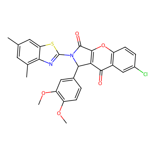 7-chloro-1-(3,4-dimethoxyphenyl)-2-(4,6-dimethyl-1,3-benzothiazol-2-yl)-1,2-dihydrochromeno[2,3-c]pyrrole-3,9-dione structure