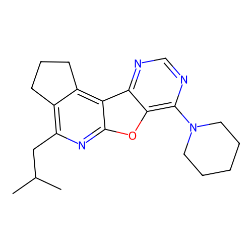 4-(2-methylpropyl)-7-(piperidin-1-yl)-2,3-dihydro-1H-cyclopenta[4',5']pyrido[3',2':4,5]furo[3,2-d]pyrimidine structure