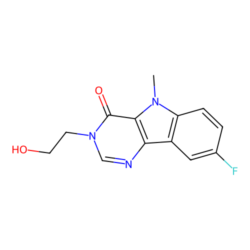 8-fluoro-3-(2-hydroxyethyl)-5-methyl-3,5-dihydro-4H-pyrimido[5,4-b]indol-4-one structure