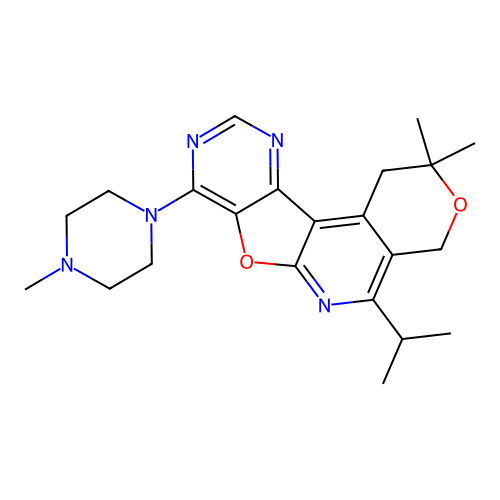 2,2-dimethyl-8-(4-methylpiperazin-1-yl)-5-(propan-2-yl)-1,4-dihydro-2H-pyrano[4'',3'':4',5']pyrido[3',2':4,5]furo[3,2-d]pyrimidine structure