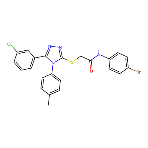 N-(4-bromophenyl)-2-[[5-(3-chlorophenyl)-4-(4-methylphenyl)-1,2,4-triazol-3-yl]sulfanyl]acetamide structure