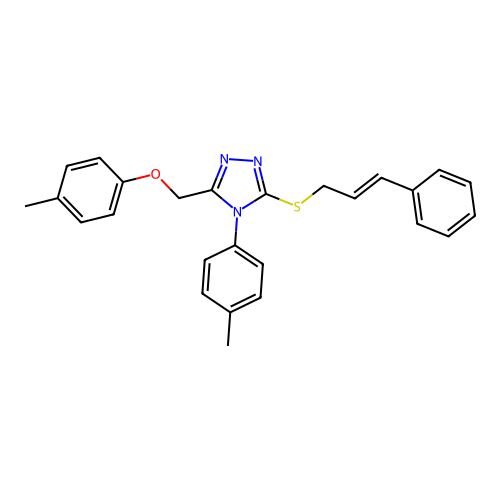 3-(cinnamylthio)-4-(p-tolyl)-5-((p-tolyloxy)methyl)-4H-1,2,4-triazole structure