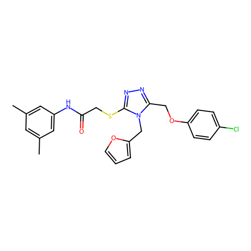 2-((5-((4-chlorophenoxy)methyl)-4-(furan-2-ylmethyl)-4H-1,2,4-triazol-3-yl)thio)-N-(3,5-dimethylphenyl)acetamide structure