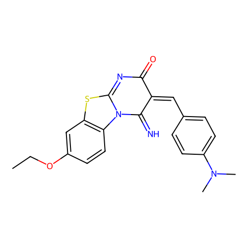 (E)-3-(4-(dimethylamino)benzylidene)-8-ethoxy-4-imino-3,4-dihydro-2H-benzo[4,5]thiazolo[3,2-a]pyrimidin-2-one structure