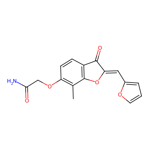 (Z)-2-((2-(furan-2-ylmethylene)-7-methyl-3-oxo-2,3-dihydrobenzofuran-6-yl)oxy)acetamide structure
