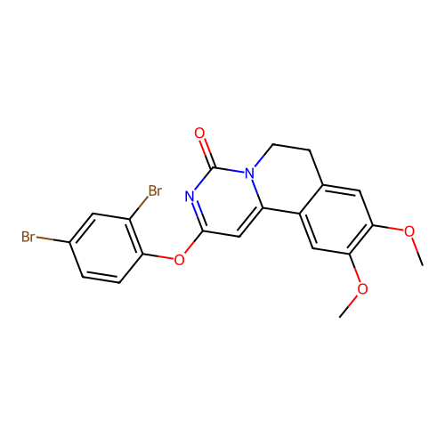 2-(2,4-dibromophenoxy)-9,10-dimethoxy-6,7-dihydro-4H-pyrimido[6,1-a]isoquinolin-4-one structure