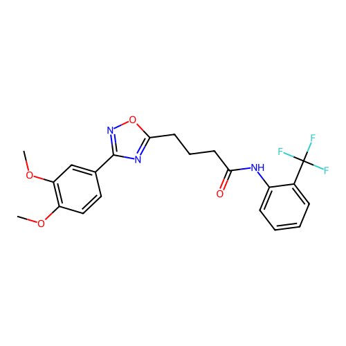 4-[3-(3,4-dimethoxyphenyl)-1,2,4-oxadiazol-5-yl]-N-[2-(trifluoromethyl)phenyl]butanamide structure
