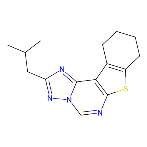 2-isobutyl-8,9,10,11-tetrahydrobenzo[4,5]thieno[3,2-e][1,2,4]triazolo[1,5-c]pyrimidine structure