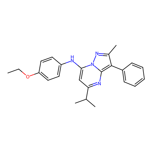 N-(4-ethoxyphenyl)-2-methyl-3-phenyl-5-(propan-2-yl)pyrazolo[1,5-a]pyrimidin-7-amine structure