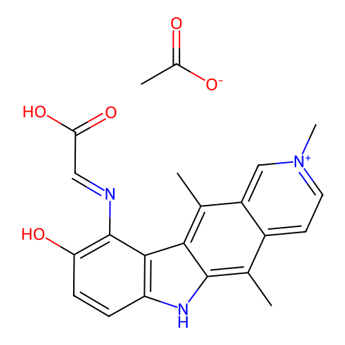 10-((Carboxymethylene)amino)-9-hydroxy-2,5,11-trimethyl-6H-pyrido(4,3-b)carbazolium acetate (salt) structure
