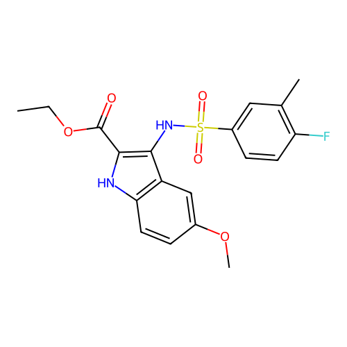 ethyl 3-(4-fluoro-3-methylphenylsulfonamido)-5-methoxy-1H-indole-2-carboxylate structure