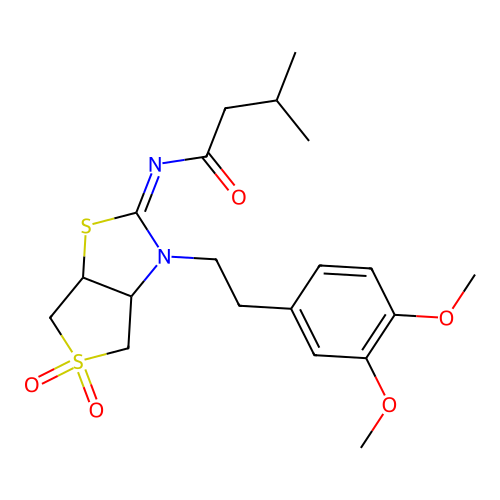 (Z)-N-(3-(3,4-dimethoxyphenethyl)-5,5-dioxidotetrahydrothieno[3,4-d]thiazol-2(3H)-ylidene)-3-methylbutanamide structure