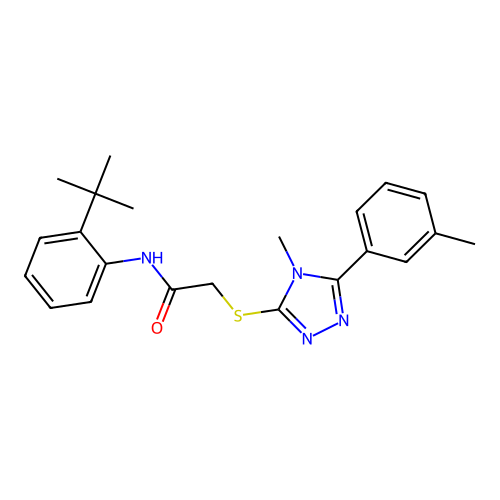 N-(2-tert-butylphenyl)-2-{[4-methyl-5-(3-methylphenyl)-4H-1,2,4-triazol-3-yl]sulfanyl}acetamide structure