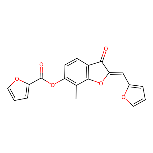 (Z)-2-(furan-2-ylmethylene)-7-methyl-3-oxo-2,3-dihydrobenzofuran-6-yl furan-2-carboxylate structure