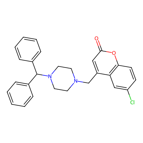 4-[(4-benzhydrylpiperazino)methyl]-6-chloro-2H-chromen-2-one structure