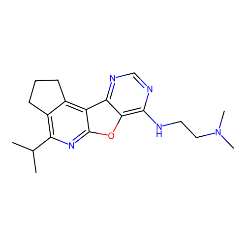 N,N-dimethyl-N'-[4-(propan-2-yl)-2,3-dihydro-1H-cyclopenta[4',5']pyrido[3',2':4,5]furo[3,2-d]pyrimidin-7-yl]ethane-1,2-diamine structure