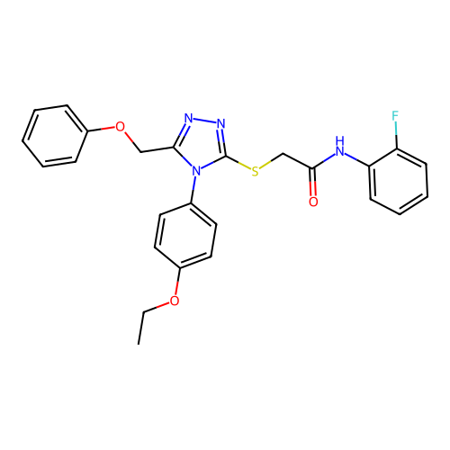 2-[[4-(4-ethoxyphenyl)-5-(phenoxymethyl)-1,2,4-triazol-3-yl]sulfanyl]-N-(2-fluorophenyl)acetamide structure