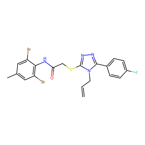 N-(2,6-dibromo-4-methylphenyl)-2-{[5-(4-fluorophenyl)-4-(prop-2-en-1-yl)-4H-1,2,4-triazol-3-yl]sulfanyl}acetamide structure