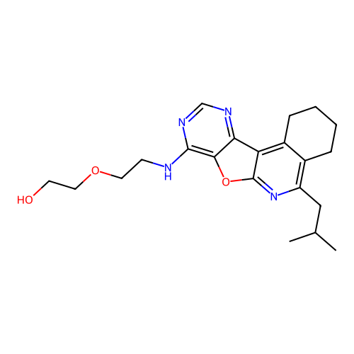 2-(2-((5-isobutyl-1,2,3,4-tetrahydropyrimido[4',5':4,5]furo[2,3-c]isoquinolin-8-yl)amino)ethoxy)ethanol structure