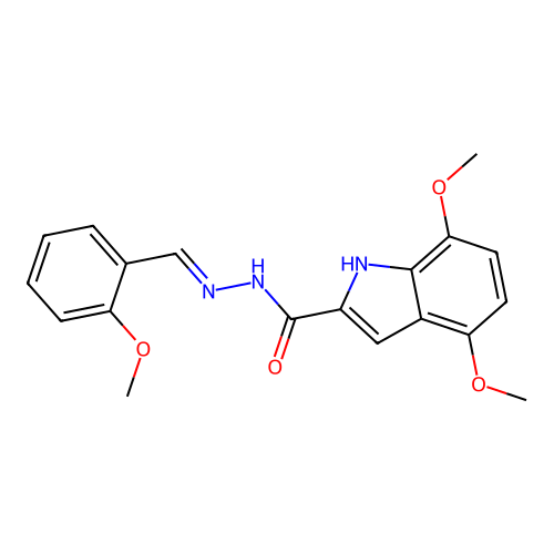 4,7-dimethoxy-N'-[(E)-(2-methoxyphenyl)methylidene]-1H-indole-2-carbohydrazide structure