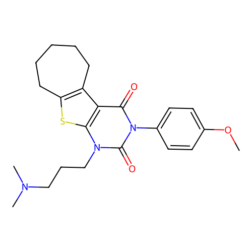 1-(3-(dimethylamino)propyl)-3-(4-methoxyphenyl)-6,7,8,9-tetrahydro-1H-cyclohepta[4,5]thieno[2,3-d]pyrimidine-2,4(3H,5H)-dione structure