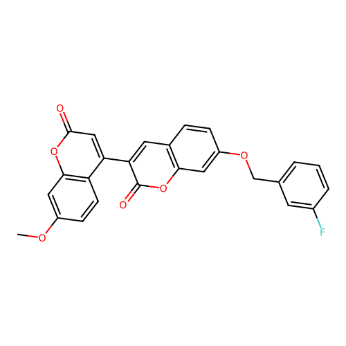 7-[(3-fluorobenzyl)oxy]-7'-methoxy-2H,2'H-3,4'-bichromene-2,2'-dione structure