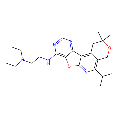 N'-[2,2-dimethyl-5-(propan-2-yl)-1,4-dihydro-2H-pyrano[4'',3'':4',5']pyrido[3',2':4,5]furo[3,2-d]pyrimidin-8-yl]-N,N-diethylethane-1,2-diamine structure