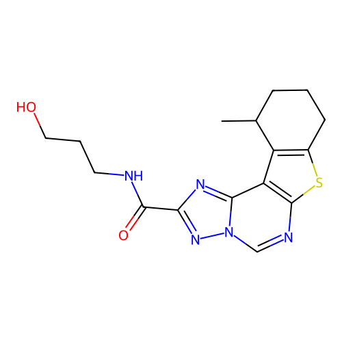 N-(3-hydroxypropyl)-11-methyl-8,9,10,11-tetrahydro[1]benzothieno[3,2-e][1,2,4]triazolo[1,5-c]pyrimidine-2-carboxamide structure