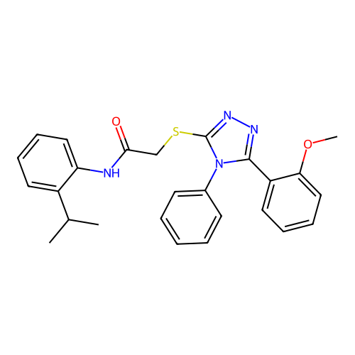 2-[[5-(2-methoxyphenyl)-4-phenyl-1,2,4-triazol-3-yl]sulfanyl]-N-(2-propan-2-ylphenyl)acetamide structure