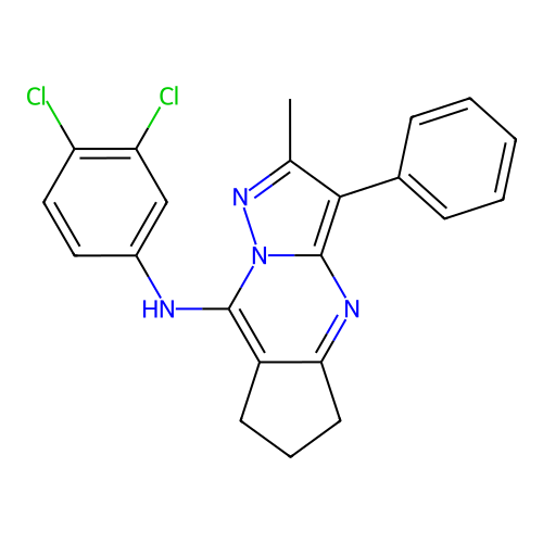 N-(3,4-dichlorophenyl)-2-methyl-3-phenyl-6,7-dihydro-5H-cyclopenta[d]pyrazolo[1,5-a]pyrimidin-8-amine structure