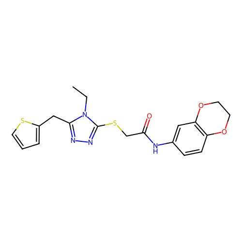 N-(2,3-dihydro-1,4-benzodioxin-6-yl)-2-{[4-ethyl-5-(thiophen-2-ylmethyl)-4H-1,2,4-triazol-3-yl]sulfanyl}acetamide structure