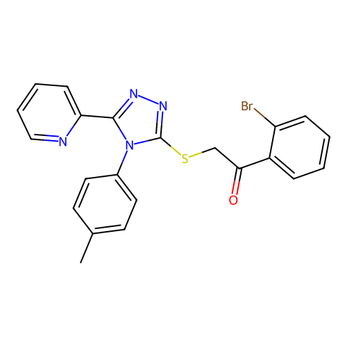 1-(2-bromophenyl)-2-[[4-(4-methylphenyl)-5-pyridin-2-yl-1,2,4-triazol-3-yl]sulfanyl]ethanone structure